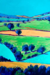 Cotswold Valley #2 (detalje), 2024 (akryl på plade)