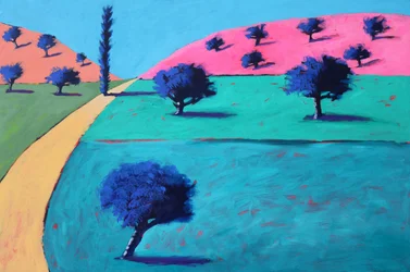 Pink Hills #1, 2022 (akryl på plade)