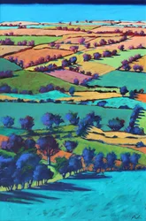 Teme Valley sommer I (akryl ombord)