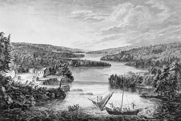 Udsigt over Miramichi, en fransk bosættelse i St Laurence-bugten, 1760