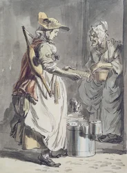 London Cries: A Milkmaid, ca. 1759 (pen og blækpensel, akvarel og grafit på papir)