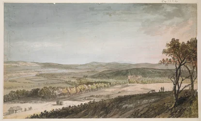 Nithsdale, med Drumlanrig, ca. 1751 (pen, vask og akvarel over blyant på papir)