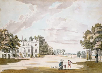 The South Front of Strawberry Hill, 1700-tallet (wc, pen og blæk på papir)