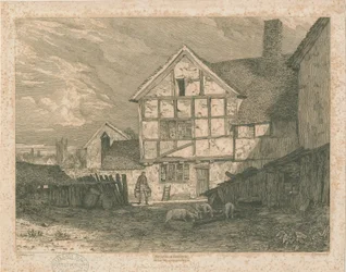 Wolverhampton - Ruiner af et bindingsværkshus: stålgravering, nd [c 1815]