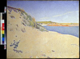 ""Seaside at Saint Briac sur mer in Ille et villaine"" (The Beach at Saint-Briac. Op. 212 (Sandy seashore)) Maleri af Paul Signac (1863-1935) 1890 Pointillism Dim. 65x81 cm Pouchkine Museum, Moskva
