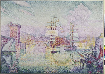 Adgang til havnen i Marseille (olie på lærred