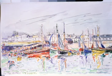 ""La Turballe"" Sejlbåde i havnen i La Turballe i Loire Atlantique. Akvarel af Paul Signac (1863-1935) 1930 Pushkin Museum, Moskva