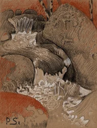 Rocks of Huelgoat, ca. 1892 (trækul, rød- og hvidkridt)