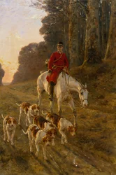 En jæger med sine hunde (olie på lærred)