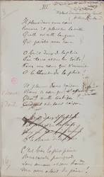 »Il pleure dans mon coeur, Comme il pleut sur la ville...«, håndskrevet digt fra »Romances Sans Paroles«, 1873