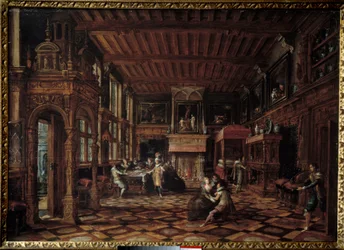 flamsk interiør. Maleri af Paulus Vredeman De Vries (1567-1630)