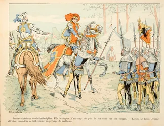 Illustration taget fra bogen "" Joan of Arc "" af Theodore Cahu og illustreret af Paul De Semant (1855-1915): Jeanne d