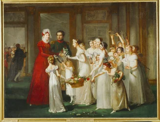 Ærkehertuginde Marie Louises ankomst til galleriet på Chateau Compiegne ...