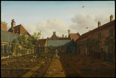 Udsigt over en byhushave i Haag, 1775
