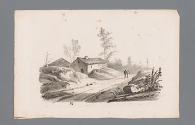 Bakket landskab med landevej og huse Principper for landskaber (serietitel) Principles de paysages (serietitel)