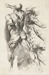 Anatomisk undersøgelse af tre figurer med strakte arme Tegnebogen af ​​Peter Paul Rubens (serietitel)