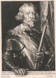 Dom Charles de Columna fra Cons. Den står Prim. en kubisk Reg. Matis Cath. Markens mester Gnalis i. Belgien etc