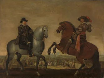 Prins Maurits og Frederik Hendrik til hest, ca. 1630-1635 (olie på lærred)
