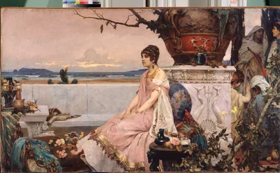 Femme romaine au puits (romersk kvinde ved brønden) - Peinture af Pavel Alexandrovich Svedomsky (Svedomski) (1849-1904), huile sur toile, kunst russe