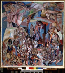 ""Fiskebåden"" (En fiskerbåd) Maleri af Pavel Nikolayevich Filonov (1883-1941) 1913-1914 Statens Russiske Museum, Sankt Petersborg