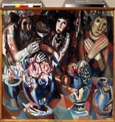 ""Tre ved bordet"" Maleri af Pavel Nikolayevich Filonov (1883-1941) 1914-1915 Statens russiske museum Sankt Petersborg