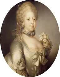 Portræt af Caroline Matilda af Storbritannien 1751-1775, dronning af Danmark, ca 1767.