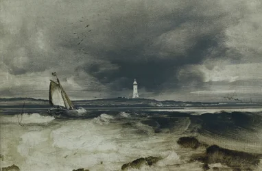 Fyrtårn (olie på panel)