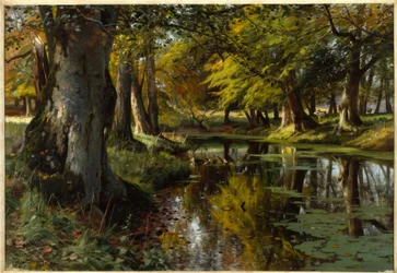 P. Mönsted, sensommer ved skovbækken