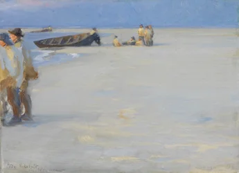 Fiskere på Skagens nordlige strand. Sommeraften