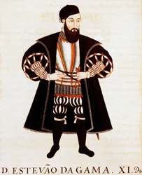 Estevao Da Gama (ca 1505-1576), miniature fra Brive Treatise eller Epilogue of the Vizos-Reys of India