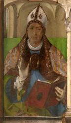Ambrosius af Milano (omkring 340-397), den hellige Ambrosius, ærkebiskop af Milano, 1450-1503, 117 x 65, omkring 1473-1475, Galleria nazionale delle Marche, Urbino
