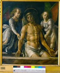 Kristus i graven mellem to engle, ca. 1480