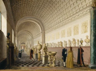 Det indre galleri i det kongelige museum på det kongelige slot, Stockholm, 1796