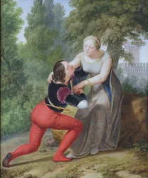 Orombello og Beatrice di Tenda på slottet i Binasco (olie på lærred)