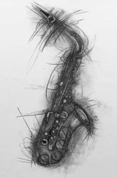 Saxofon 2005 (kul på papir)