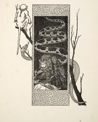 Monkey versus Snake, fra A Hundred Anecdotes of Animals, pub. 1924