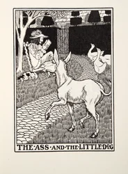The Ass and the Little Dog, fra Fontaine Fables, pub. 1905