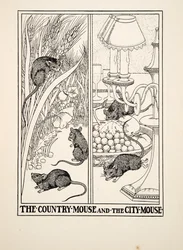 The Country Mouse and the City Mouse, fra A Hundred Fables of Aesop, pub.1903
