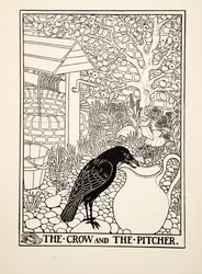 The Crow and the Pitcher, fra A Hundred Fables of Aesop, pub.1903