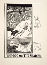 Hunden og skyggen, fra Hundrede fabler af Æsop, udgivet 1903