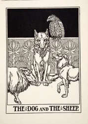 The Dog and the Sheep, fra Aesops hundrede fabler, pub.1903