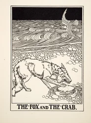 The Fox and the Crab, fra A Hundred Fables of Aesop, pub.1903 (gravering)