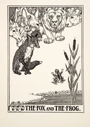 The Fox and the Frog, fra A Hundred Fables of Aesop, pub.1903 (gravering)