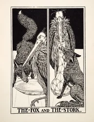 Ræven og storken, fra Æsops hundrede fabler, udg. 1903