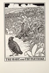Haren og Agerhønen, fra Fontaine Fables, pub. 1905