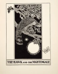 The Hawk and the Nightingale, fra A Hundred Fables of Aesop, pub.1903
