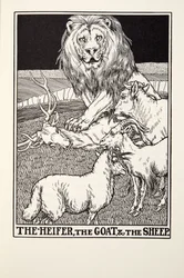 Kvien, geden og fåret, fra Fontaine Fables, pub. 1905