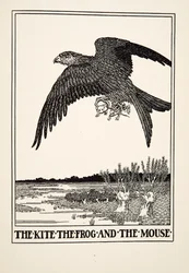 Dragen, frøen og musen, fra A Hundred Fables of Aesop, pub.1903