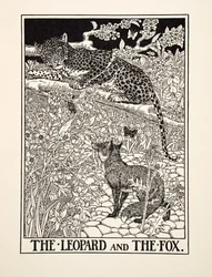 Leoparden og ræven, fra Æsops hundrede fabler, udg. 1903
