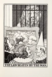 Løven slået af manden, fra Fontaine Fables, pub. 1905